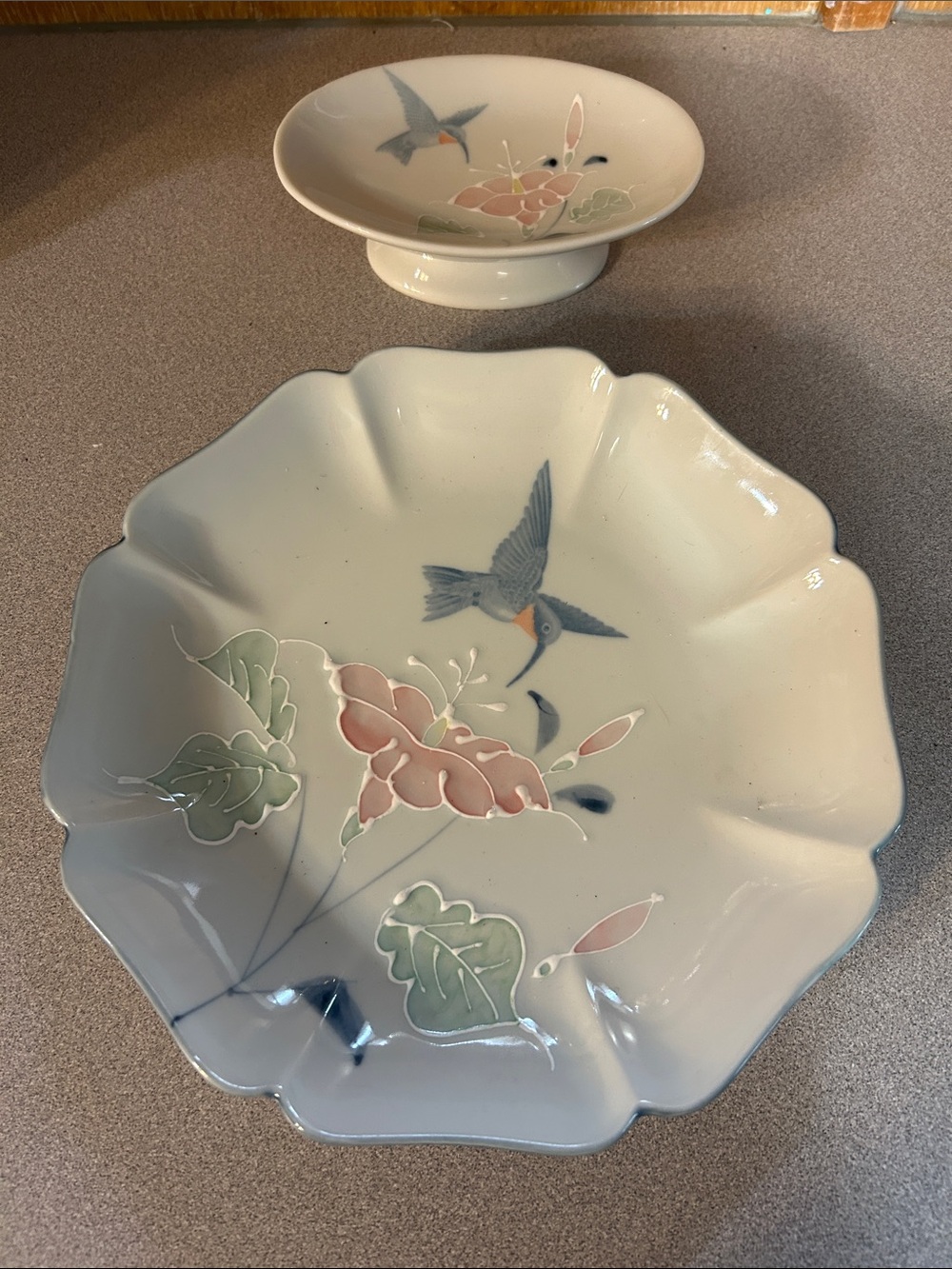 Vintage Otagiri Blue Floral Soap Dish and Plate